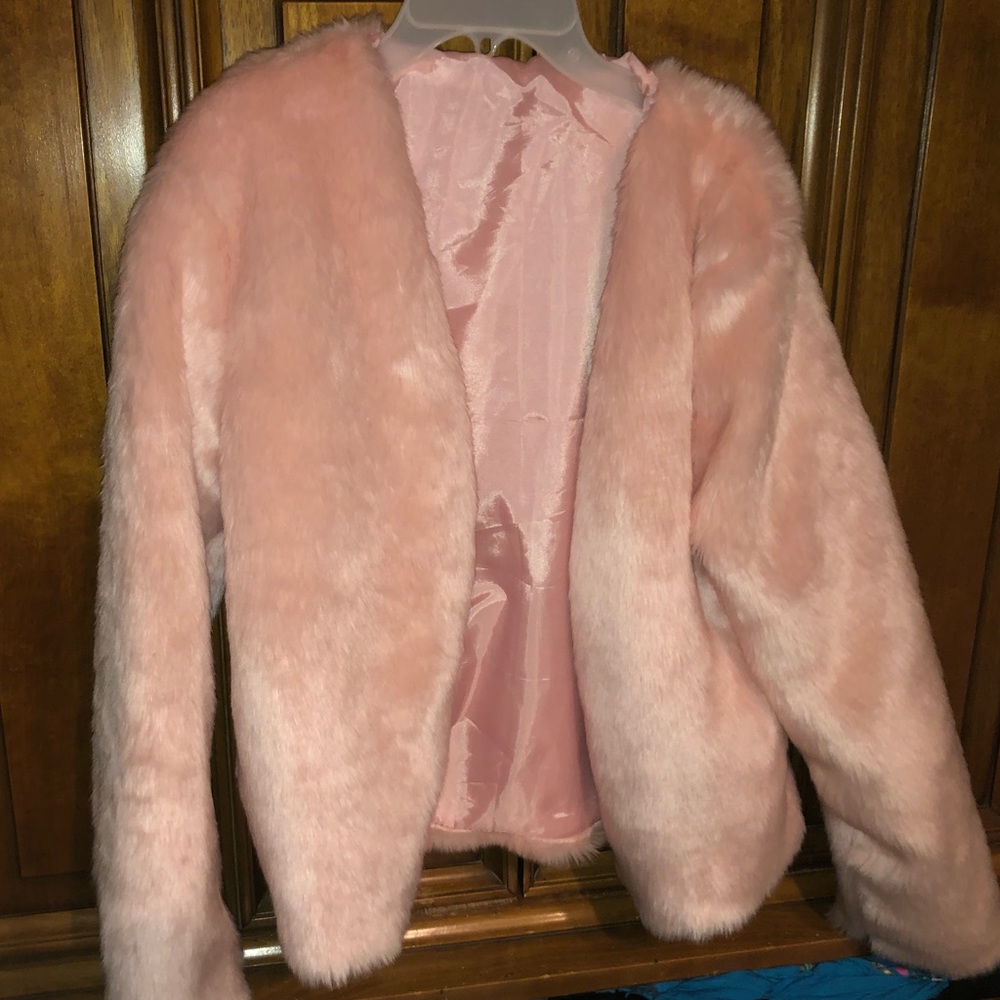Pink faux fur jacket